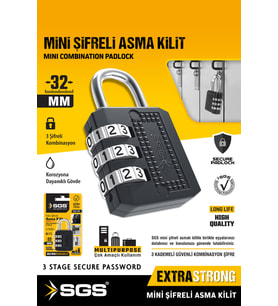 SGS1335 ŞİFRELİ ASMA KİLİT 32MM BAVUL DOLAP KİLİDİ
