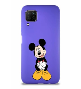 Huawei P40 Lite Soft Premier Kapak Mickey Mouse-A Tasarımlı Silikon Kılıf - Mor (Şeffaf)
