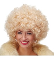 Altın Renk Kıvırcık Afro Bonus Peruk Saç Parti Peruğu Platin Gold (5343)