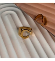 HARFLİ AYARLANABİLİR GOLD RENK ÇELİK YÜZÜK C HARFİ