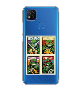 Xiaomi Redmi 9C / 10A Uyumlu Ninja Kaplumbağalar Tasarımlı Şeffaf Telefon Kılıfı
