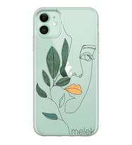 Apple Çizgi Yapraklı Kadın Tasarımlı Şeffaf Telefon Kılıfı