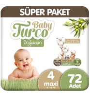 Baby Turco Doğadan Süper Paket 4 Beden Bebek Bezi 72 Adet