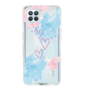Oppo Reno 4 Lite Uyumlu Kalp Desenli Şeffaf Telefon Kılıfı