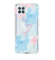 Oppo Reno 4 Lite Uyumlu Kalp Desenli Şeffaf Telefon Kılıfı