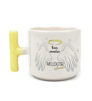 Bazı Anneler Melektir Baskılı Sarı Kulplu T Kupa