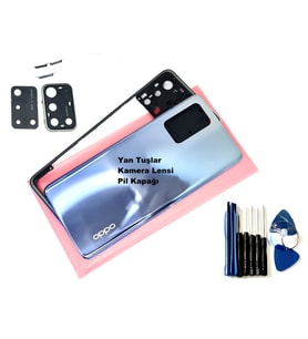 Tkgz Oppo A74 FULL KASA Arka Pil Batarya Kapağı (TAMİR SETİ) MAVİ