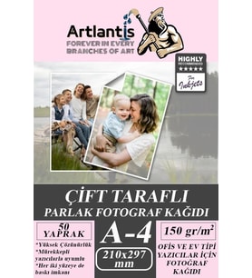 Fotoğraf Baskı Kağıdı A-4 150 Gr/m2 50'li 1 Paket A4 Fotoğraf Kağıdı Ofis Ve Ev Tipi Mürekkepli Yazıcılar İçin (Beyaz)