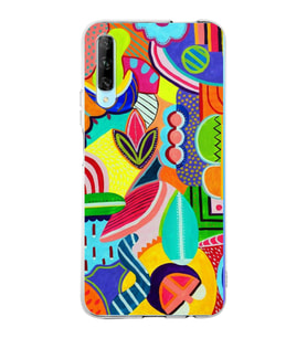 PrintiFy Huawei P Smart Pro ile Uyumlu 1mm Slim Fit Retro Renkler 6 Baskılı Şeffaf  Kılıf