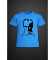 Erkek-Kız Çocuk ATATÜRK Baskılı Kısa Kollu T-Shirt 23 Nisan-10 Kasım-19 Ekim-Özel Bayramlar