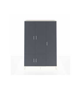 Hyperion Dolap 7 Raflı 5 Kapaklı Tek Askılı 132x44x195 Aytaşı-Antrasit/Aytaşı
