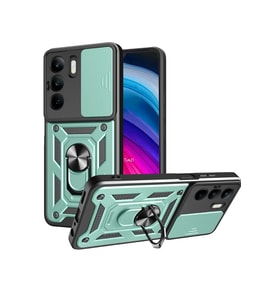 Newface Realme C75 4G Kılıf Pars Lens Yüzüklü Silikon - Yeşil