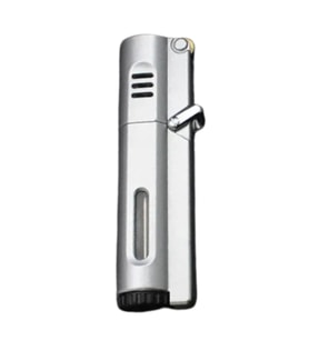 PremiumQuality Gümüş 3 Torch Pürmüz Metal Puro Çakmağı