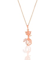 Söğütlü Silver Gümüş rose zirkon taşlı kedi kolye