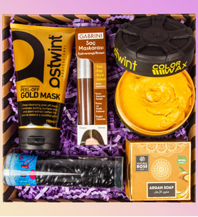eJOYA Doğal Sabun & Altın Soyulan Maske & Color Wax & Örgü Lastiği & Saç Maskarası Kozmetik Hediye Seti 110923