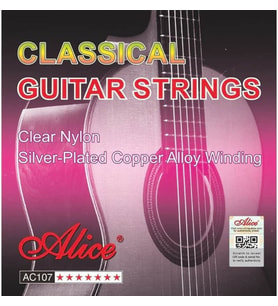 Alice AC107-H Klasik Gitar Tel Seti - Konser Serisi (Hard Tension)  Gümüş Kaplama Bakır Sargı, Yüksek Ses Projeksiyonu, Dayanıklı ve Parlak Karakter  Ölçü: 4/4 Klasik Gitarlar İçin (6'lı Tam Takım Set)
