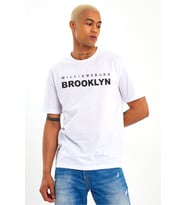 Erkek Bisiklet Yaka Willams.Brooklyn Baskılı Tshirt SPR25TS31 (Beyaz)