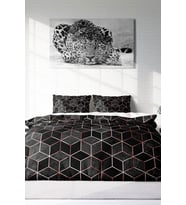 Çift Kişilik ( Lastikli Çarşaflı ) %100 Pamuk Saten Nevresim Takımı Gold Cube