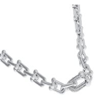 Bayan Taşlı Çelik Halka Detay Kolye (Silver)
