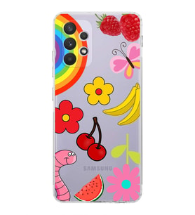 PrintiFy Samsung Galaxy A32 ile Uyumlu Water Color 5  Kamera Korumalı Şeffaf  Kılıf