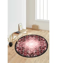 Dijital Baskılı Kaymaz Taban Yıkanabilir Yuvarlak Salon Halısı Koridor Halısı Paspas NDY-SD-1020 (Bordo)