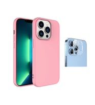Vendas iPhone 14 Pro Uyumlu (14 Pro) W-Lansman Serisi İçi Kadife İpek Dokulu Lansman Kılıf + Kamera Lens Koruyucu (Pembe)