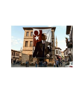 Gazi Mustafa Kemal Atatürk Poster Bayrak Premium Raşel Kumaş ATA16