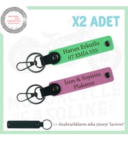 Ekiplere Özel Hediyelik Set, İsim Ve Plaka Yazılabilen x2'li Anahtarlık, Pembe-F Yeşil-Laci