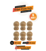 Ahşap Küre Top Kulp Lüks Country Mutfak Mobilya Dolap Çekmece Kulbu 6 Adet (Taba)