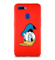 Oppo A12 Soft Premier Kapak Donald Duck-B Tasarımlı Silikon Kılıf - Kırmızı (Şeffaf)