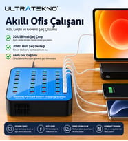 Ultratekno WLX-880A 40 Port 400W Akıllı Şarj İstasyonu 20 USB + 20 Type-C PD Hızlı Şarj Cihazı
