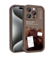 iPhone 15 Pro Kılıf Kamera Korumalı Baskılı Arka Yüzey Klas Kapak (Koyu Kahve)