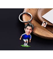 BK Gift Kişiye Özel Futbolcu Karikatürlü Ahşap Anahtarlık-11 Sevgiliye Hediye, Arkadaşa Hediye, Doğum Günü Hediyesi