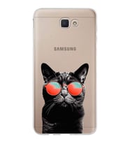 PrintiFy Samsung Galaxy J7 Prime ile Uyumlu 1mm Slim Fit Kedi 3 050d Baskılı Şeffaf  Kılıf
