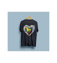 Oversize Dağınık Renkli Kalp Tasarım Unisex T-shirt