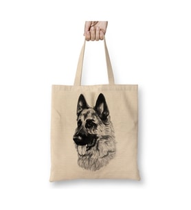 Alman Çoban Köpeği Alman Kurdu German Shepherd Dogs Bez Çanta Alışveriş Çantası Plaj Çantası (Beyaz)