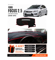 FORD FOCUS 2.5 HATCHBACK KAPAKLI (2008-2011) Uyumlu Torpido Örtüsü Torpido Kılıfı - Siyah Kırmızı