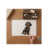 Sevimli Siyah Köpek Tasarımı 240 parça Ahşap Puzzle Ahşap Kutuda MP02617