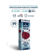 Musk KF94 Kore Tipi FFP2 Maske Bordo Renk 10 Adet