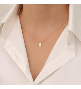 Kişiye Özel Minimalist Plaka Harf Kolye 925K Gümüş (Gold)