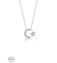 Swarovski Zirconia Kadın Ay Yıldız Gümüş Kolye
