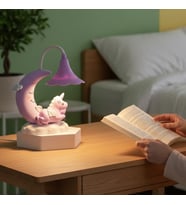 Ay ve Unicorn Tasarımlı Sevimli Şarjlı Masa Lambası (Mor)