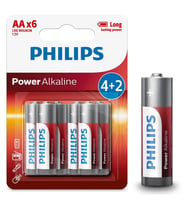 Philips LR6P6BP/10 LR6 Mignon 1.5 Volt 4+2 Power Alkaline AA Kalem Pil (6'Li Paket)