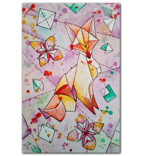 Cakatablo  Geometrik Katlanmış Tilki Figürü MDF Tablo