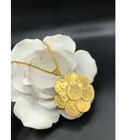 22 ayar altın kaplama kadın gold zirkon taşlı halat zincirli çeyrekli 8 kardeş kolye modeli