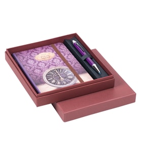 Scrikss Hediyelik Set Tükenmezkalem Smart Pen  Mor & Retro Clock A6 Defter Çizgili (Karışık)