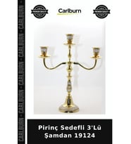 Özel Üretim Dekoratif Salon Şık Aksesuar Hediyelik Pirinç Sedefli 3'Lü Şamdan 19124