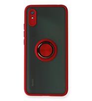 Newface Xiaomi Redmi 9A Kılıf Montreal Yüzüklü Silikon Kapak - Kırmızı