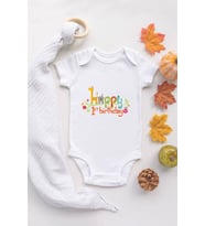 Ilk Doğum Günü 1 Yaş Kız Bebek Body Organik %100 Pamuklu Zıbın