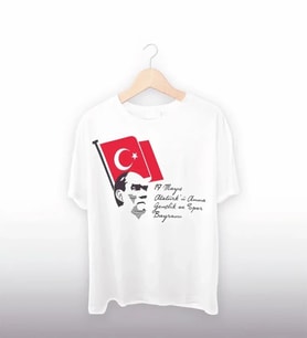 19 Mayıs Atatürkü Anma Gençlik Ve Spor Bayramı Baskılı Oversize T-shirt - Beyaz